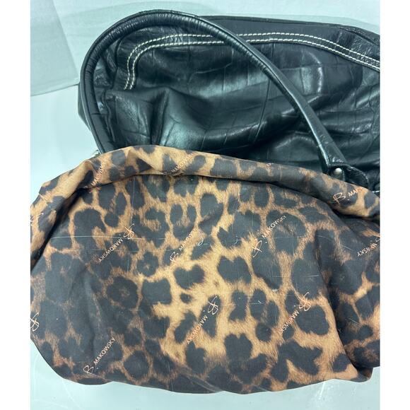 *Flawed* B Makowsky Leather Shoulder Bag Slouchy Hobo Satchel Belted Clip Purse - Picture 7 of 16